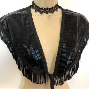 Sz M* Handmade Black Faux Croc Shawl/Collar, Ladies Accessory, Evening Wrap,…